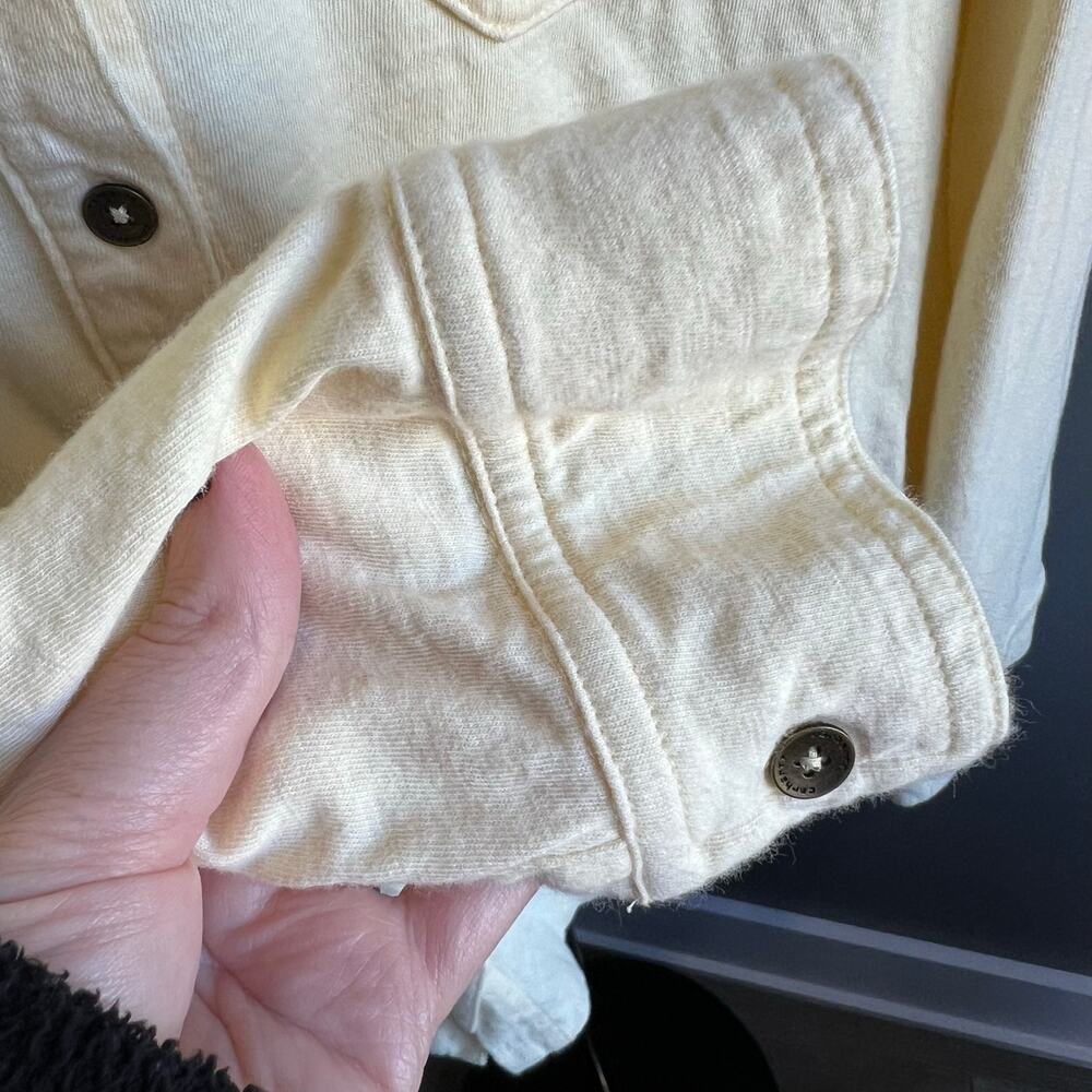 Carhartt Women's Yellow Button Down Shirt Top with Roll Tab Sleeves Size Large - Picture 4 of 8
